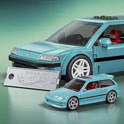 Колекційна машинка-конструктор Hot Wheels Mattel Brick Shop Speed Honda Custom 90 Civic EF (JHF62) - мініатюра 4
