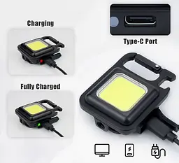Ліхтарик брелок світлодіодний Primo Led Cob c карабіном та магнітом - мініатюра 2
