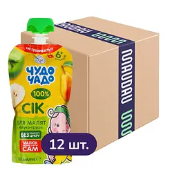 Упаковка соку Чудо-чадо Яблучно-грушевий з м'якоттю 1.56 л (130 мл х 12 шт.)