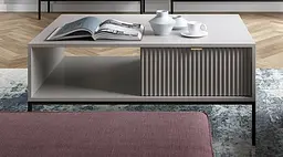 Стіл журнальний Perfect Home Нова / Nova з 2 шухлядами та чорними ніжками L104 Сірий (PFH-091250)