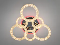 Люстра стельова LED Diasha 2203/3+3HR, 107W, 3200K-6500K, хром, сучасний стиль для вітальні, спальні, кухні, офісу - мініатюра 2