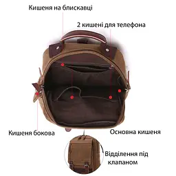 Сумка-рюкзак на одне плече 20142 Vintage коричневий - мініатюра 9