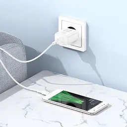 Мережевий зарядний пристрій Borofone BA72A Spring 18W/QC3.0/1USB білий - мініатюра 2