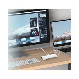 Концентратор D-Link USB-C 10-in-1 2xHDMI + 1xRJ45 1000Mbps + 2xUSB-C + USB 3.1 + USB 3.0 + SD + TF silver (DUP-A01) - мініатюра 3