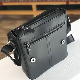 Чоловіча повсякденна сумка GS шкіряна 23*20*5 см чорна (РП 001 черн) 200 - мініатюра 4