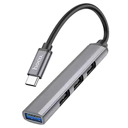 Usb-C адаптер хаб Hoco HB26 Type-C to Usb3.0 + 3xUsb2.0 tarnish 6931474765482 - мініатюра 2