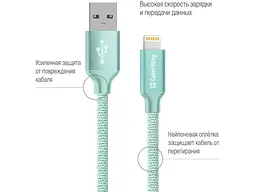 Кабель ColorWay USB - Apple Lightning 2.1А 1м Mint (CW-CBUL004-MT) - мініатюра 2