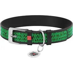 Нашийник для собак Waudog Design Джокер, шкіряний, з QR паспортом, 29-38х2 см, чорний