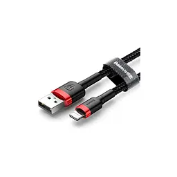 Дата кабель USB 2.0 AM to Lightning 1.0m Cafule Black-Red Baseus (CALKLF-B19) - мініатюра 2