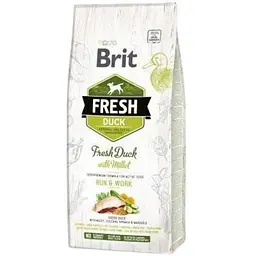 Сухий корм Brit Fresh для дорослих активних собак з качкою та пшоном 12 кг