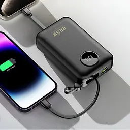 УМБ Dudao 20000mAh K14+ 22,5W PD,QC USB-A,USB-C In/Out,with built-in USB-C/Lightning cables Black - мініатюра 7