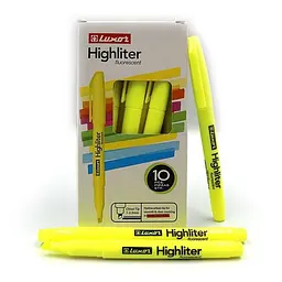 Текстовиділювач Luxor Highliters жовтий тонкий 1-3.5 мм 10 шт в уп