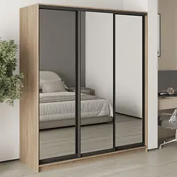 Шафа-купе тридверна MebelStar Уні BG 3 Дзеркала 180x60x210 см Дуб сонома (MBS-8159)