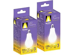 Лампа світлодіодна MIORRO 11W E27 4000K A60 950Lm ~ 175-265V арт.51-314-001. - мініатюра 3