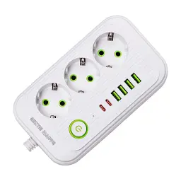 Мережевий фільтр-подовжувач Yiwu HP-5-19 LUXE F016U на 3 розетки 6 USB 2,7 метри білий  - мініатюра 3