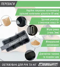 Обтяжувачі для ніг та рук EasyFit 0,5 кг (пара) - мініатюра 3