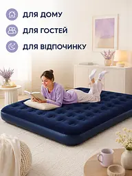 Надувний двоспальний матрац 203×152×22 см із насосом для дому дачі та відпочинку темно-синій (49676098) - мініатюра 4