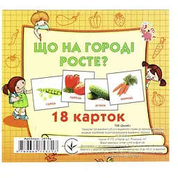 Розвиваючі картки для дітей Що росте на городі J018y, 18 картинок