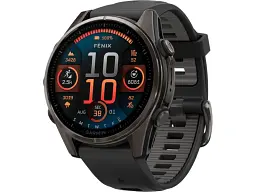 Спортивний годинник Garmin Fenix 8 43mm AMOLED Sapphire Carbon Gray DLC Tit. w. Black/Pebble Gray S. Band (010-02903-20/21)