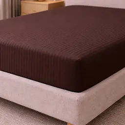 Простирадло на резинці LARA сатин-страйп LUX chocolate d13232 180х200х25 - мініатюра 3