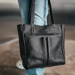 Сумка-шопер шкіряна жіноча чорна Handycover S428 з 2 ручками - мініатюра 2