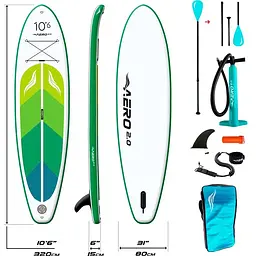Надувна SUP дошка AERO Board 2.0 (320х15х80см) 10.6' Green Leaf [140353] - мініатюра 2