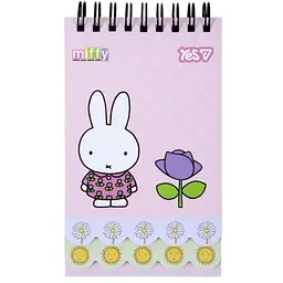 Блокнот Yes 85x142 мм, 60 арк. подв. спіраль "Miffy Flowers" з 2 фігурними ярусами