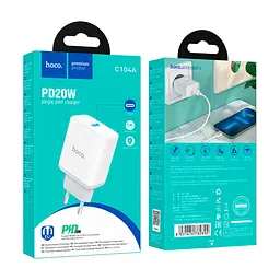 Зарядний пристрій HOCO C104A Stage USB-C PD20W White (6931474782892) - мініатюра 7