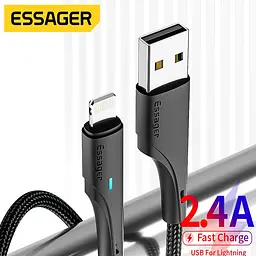 Зарядний кабель Rousseau чорний ESSAGER Fact charge Lightning 1метр 3A - мініатюра 2