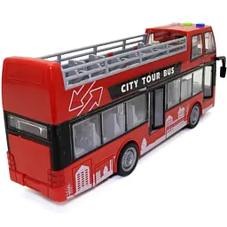 Дитяча масштабна модель двоповерхового екскурсійного автобуса Wenyi City Service з інерцією, підсвічуванням салону, музикою та механічними дверима 1:16 - мініатюра 3