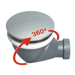 Сифон для душового піддону James Ø90мм із адаптером Ø40/50мм WIRQUIN (9544400) - мініатюра 2