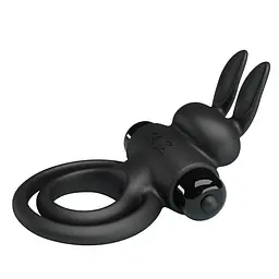 Віброкільце Pretty Love Vibro Penis Ring Bunny III 9.7 см чорний - мініатюра 6