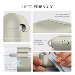 Силіконовий чохол для навушників Apple AirPods 4, Hang Case, бежевий, ультратонкий захисний кейс товщиною 2 мм, захист від подряпин, пилу та ударів, компактний, з карабіном для кріплення, ArmorStandart (ARM81279) - мініатюра 5