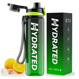 Спортивні пляшки Hydrated Water Bottle 1000 ml - Tritan Blue Gray Brave U vit0004880 - мініатюра 2