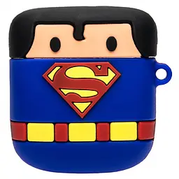 Силіконовий футляр Marvel & DC series для навушників AirPods 1/2 + кільце Супермен/Синій - мініатюра 2