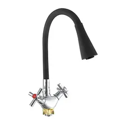 Змішувач для кухні з силіконовим виливом Zerix Tlt 722 Reflector Black ZX5989, Хром