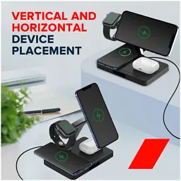 Зарядний пристрій Canyon wireless charger WS-404 15W 4in1 Black (CNS-WCS404) - мініатюра 7