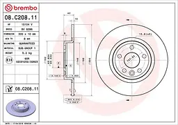 Диск тормозной невентилированный Jaguar E-pace, Land Rover Discovery Sport 14-25г Brembo ( 08.C208.11 )