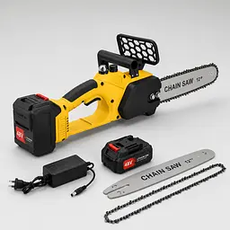 Акумуляторна ланцюгова пила VOLLYX 2в1 Жовтий / Пила з двома шинами 12''+ 16'' 2 АКБ