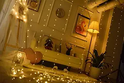 Гірлянда штора водоспад з гачком від USB 100 LED 3х1 м жовта - мініатюра 9
