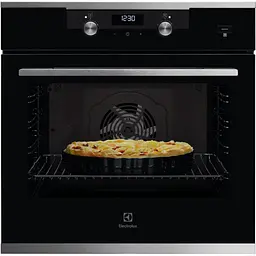 Electrolux Духова шафа електрична, 72л, A, пара, дисплей, конвекція, телескопічні напрямні, чорний