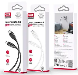 USB Кабель XO NB-Q236B Type-C-Type-C Braided 60W 5A 1.0m Білий - мініатюра 2