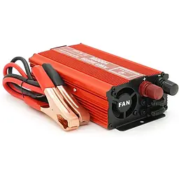 Інвертор напруги Voltronic Jiageng 1000ВА(600Вт), 12/220V, approximated, 1 універсальна розетка, клем + крокодили, Red, Box - мініатюра 2