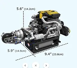Конструктор двигун Mould King PAGANI Turbocharged V12 Engine моторозований для дітей та дорослих 761 деталей - мініатюра 3