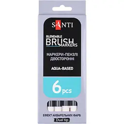 Маркер акварельний Santi Brush Marker SWB-05 тілесний двосторонній 6 шт. (391061) - мініатюра 4