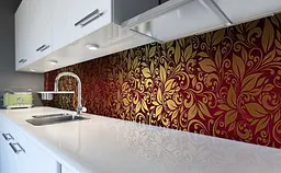 Кухонний фартух Золоте бордо Листя Візерунок ПВХ 60х200 см Рослини Коричневий Happy Pocket Z183421 - мініатюра 3