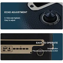 Портативна колонка ретро для караоке Kisonli G100 Bluetooth 1800 mAh 20 Вт 1 мікрофон Brown - мініатюра 6
