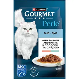 Вологий корм для котів Gourmet Perle Duo міні філе з лососем та сайдою у підливці 85 г - мініатюра 2