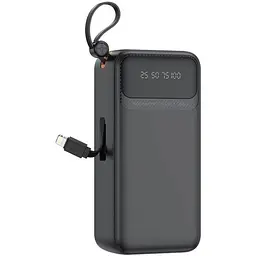 Зовнішній акумулятор XO PR280 з вбудованим кабелем 4-в-1 USB-C + iP 30000 mAh чорний - мініатюра 2