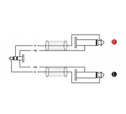 Готовый аудио кабель Mini-Jack 3,5 Stereo — 2xJack 6,3 mono Roxtone SAY-C130-L6 6м - мініатюра 3